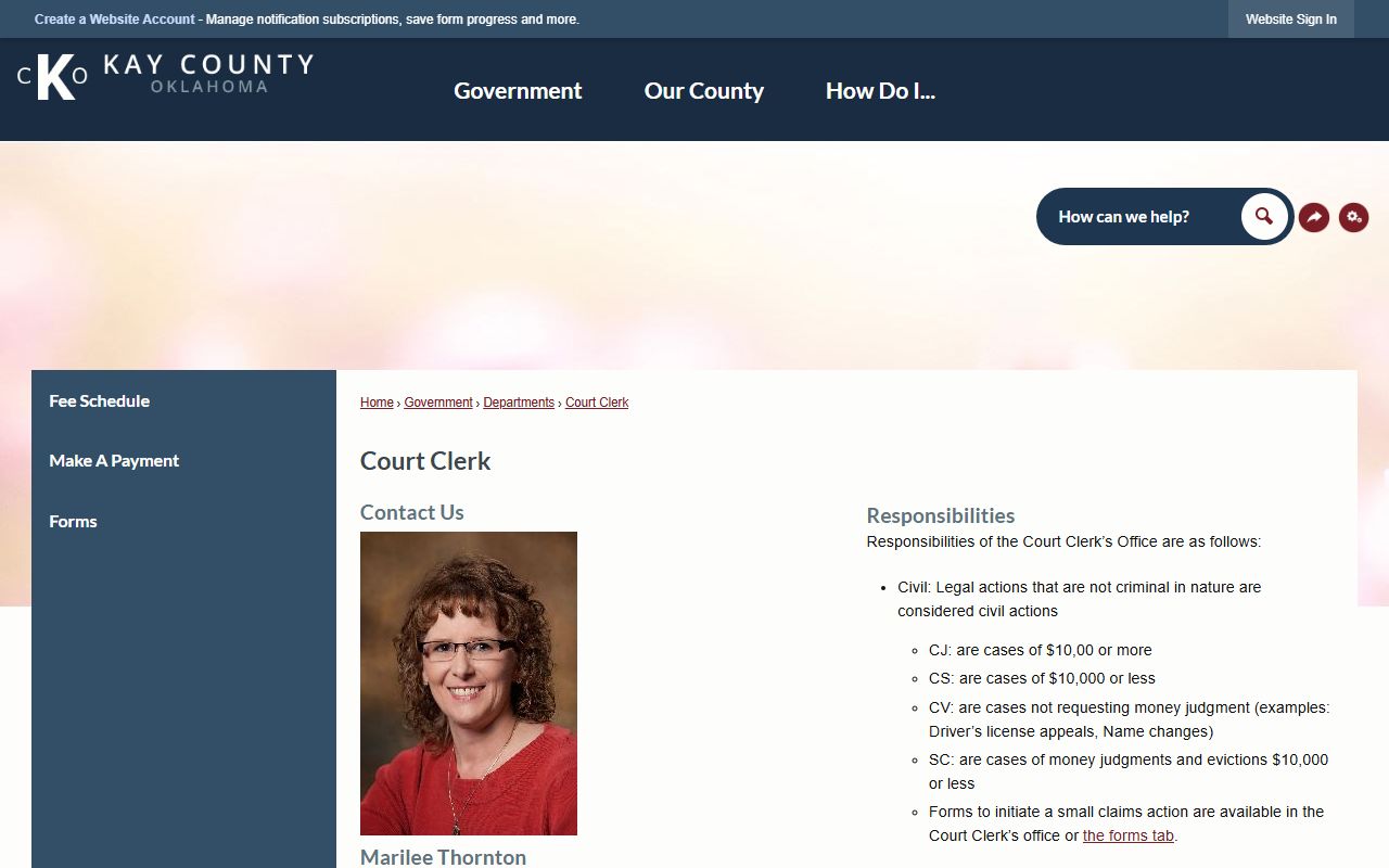 Kay County inmate records court clerk ODCR criminal case tracking